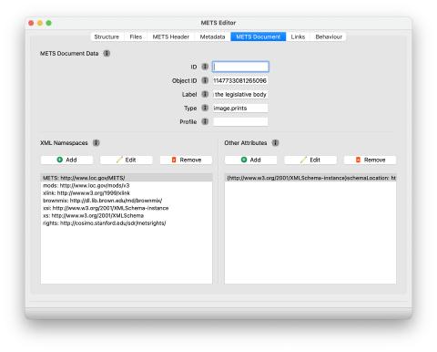 Adding METS document data