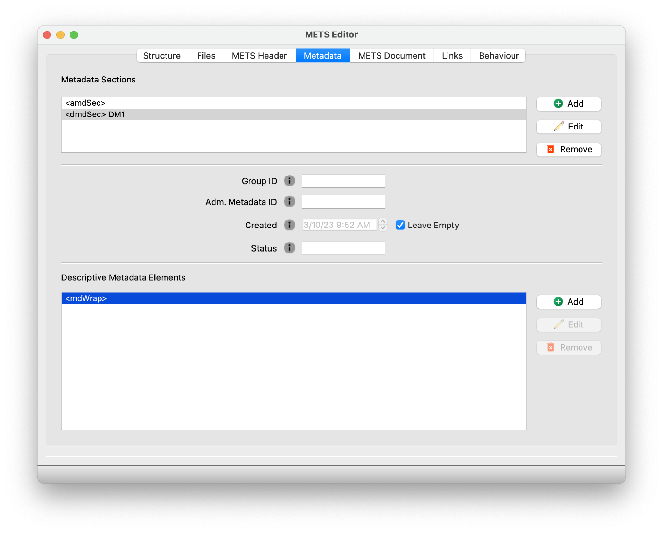 Adding descriptive metadata